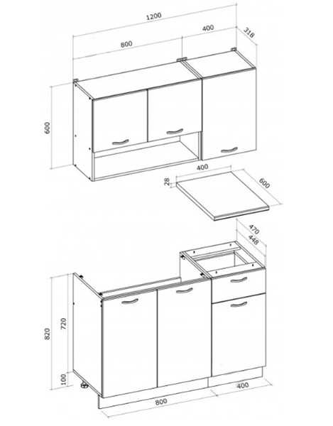Кухня Грейд Алана ДСП 1,2м бетон/белый