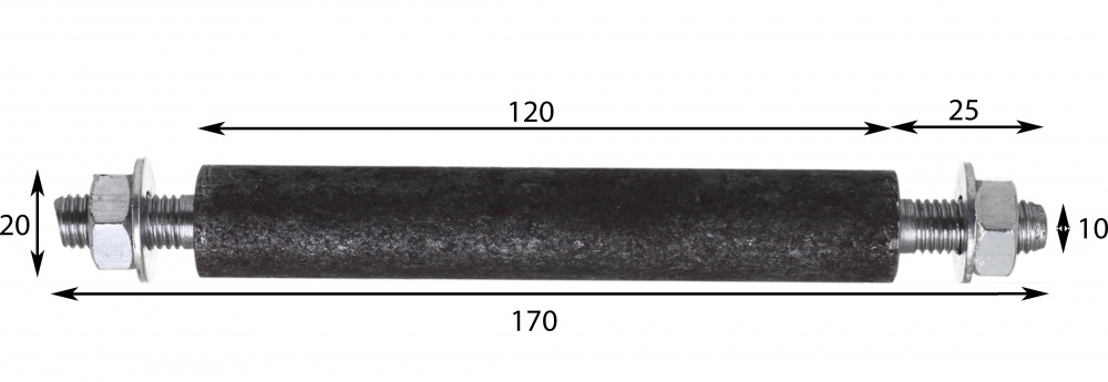 Втулка 20x120 мм (діаметр колеса 160-200 мм)
