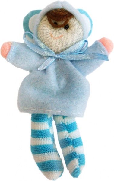 Мягкая игрушка Медвежонок в голубом капюшоне 10 см 