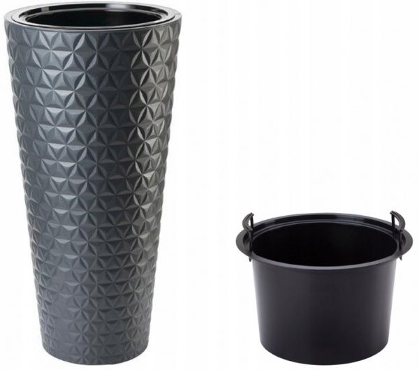 Горшок пластиковый Form Plastic Диамант Слим-40 круглый 63л антрацит (2950-014) 