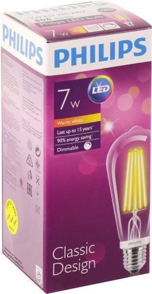 Лампа світлодіодна Philips LEDClassic ST64 прозора 7 Вт E27 220-240 В тепло-білий 929001228608