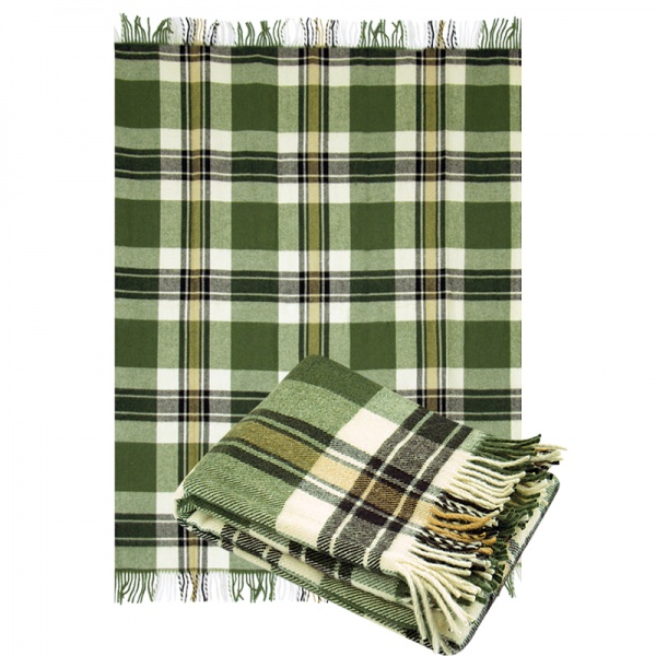 Плед полушерстяной 140x200 см зеленый Ярослав 