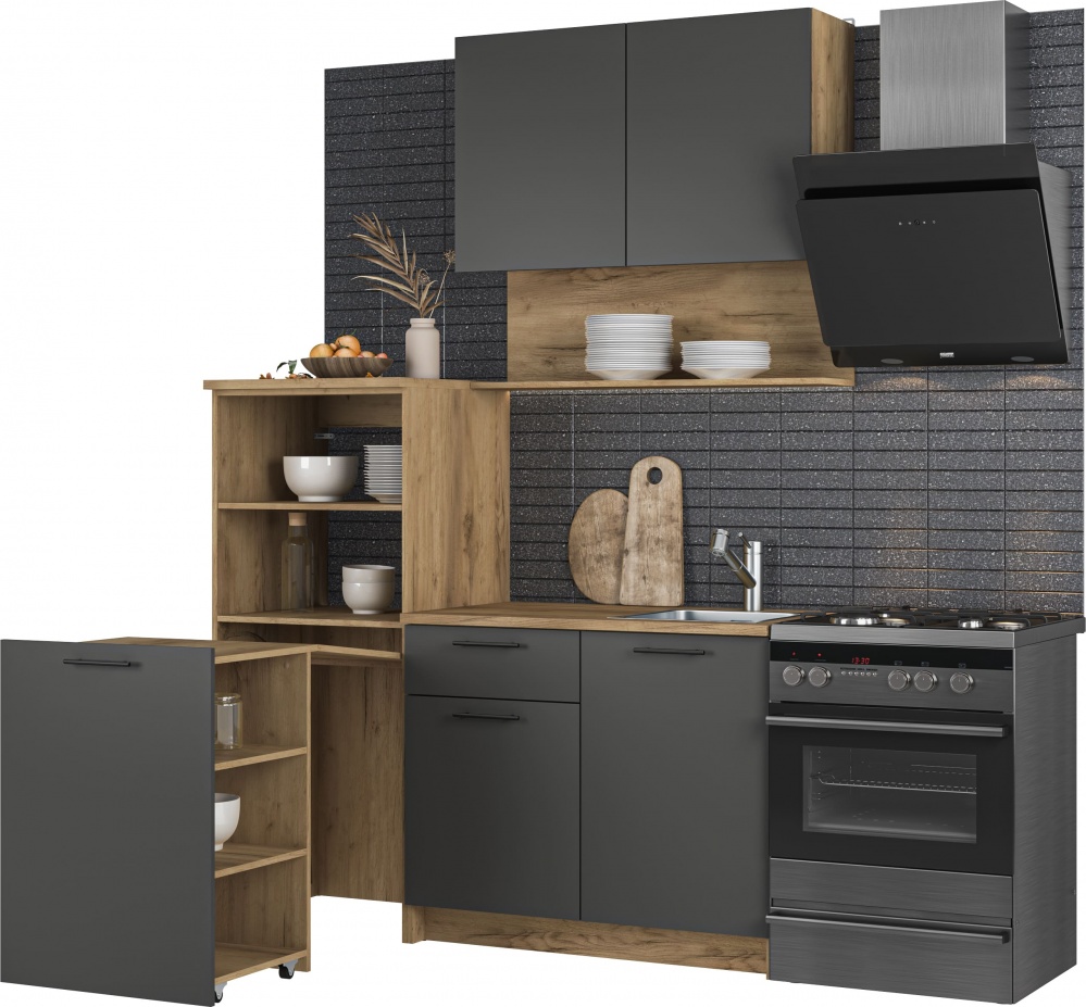 Кухня Грейд Wendy ДСП 1,6мграфит серый/дуб крафт золотой