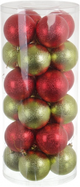 Набір ялинкових куль рельєфних в асортименті d 80 мм 24 шт./уп.