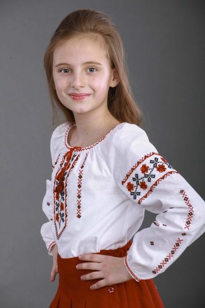Рубашка-вышиванка Гармонiя Роза р.92 белый с красным 