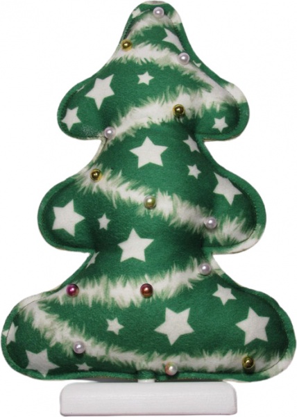 Прикрашання новорічна на підставці Ялинка зелена зірочки з перлами 30 см
