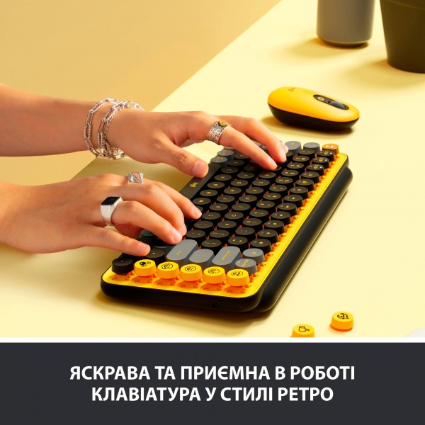 Клавіатура Logitech POP Keys Wireless Mechanical Keyboard With Emoji Keys blast yellow (920-010716) 