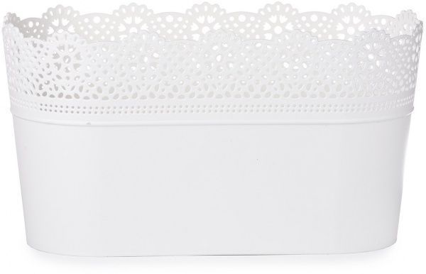 Кашпо пластикове Prosperplast Lace овальний 2,7л білий (78979-449) 