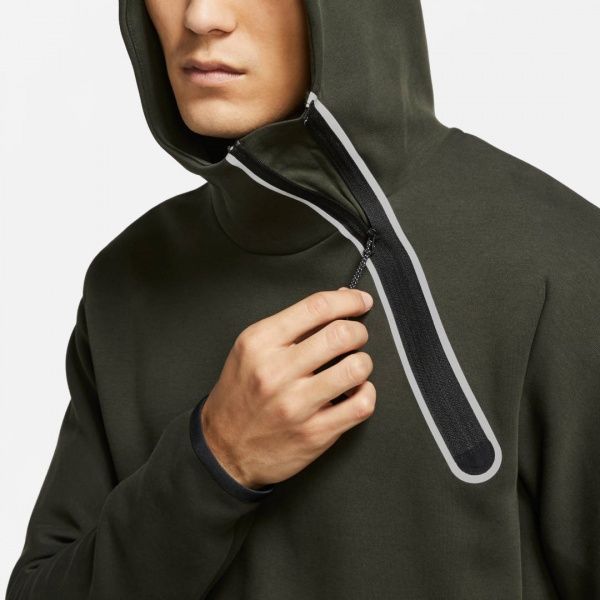 Джемпер Nike M NSW TCH FLC HOODIE PO REFLV CU4493-355 р. M темно-зелений