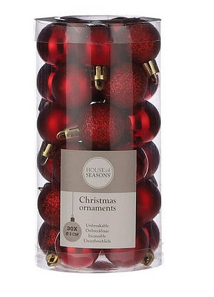 Набір ялинкових куль House of seasons 30 шт. d 30 мм червоний 1082377