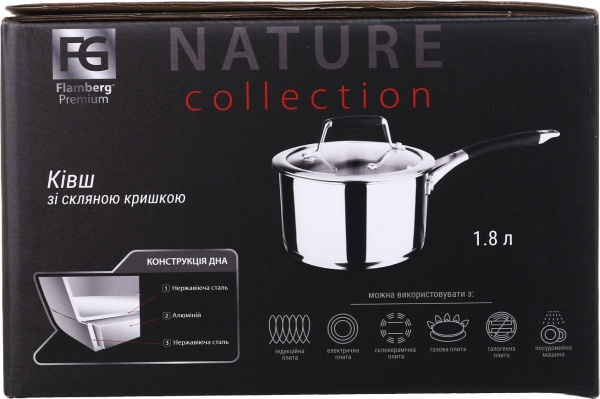 Ковш с крышкой Nature 16 см 1,8 л Flamberg Premium