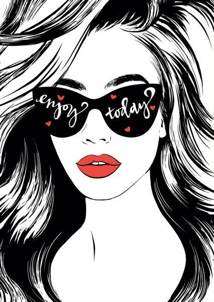 Картина Дівчина в окулярах 59,4x42 см чорний із білим 