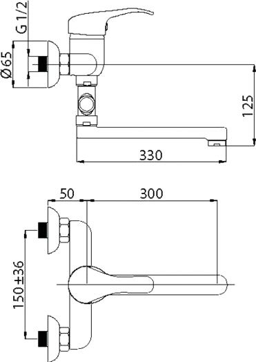 Смеситель для ванны Rubineta Optima-12/C O2CK08
