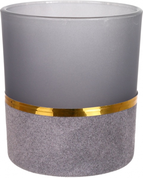 Свічник-стакан скляний з пайетками 7х7х8 см ABT612070