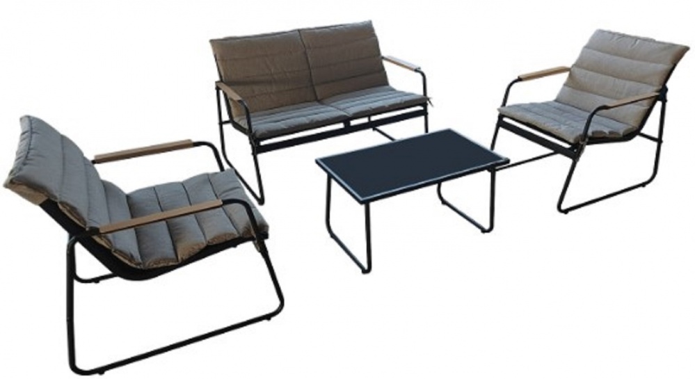 Комплект металлической мебели Indigo ДАНИЕЛА стол + софа + 2 кресла серый/графит