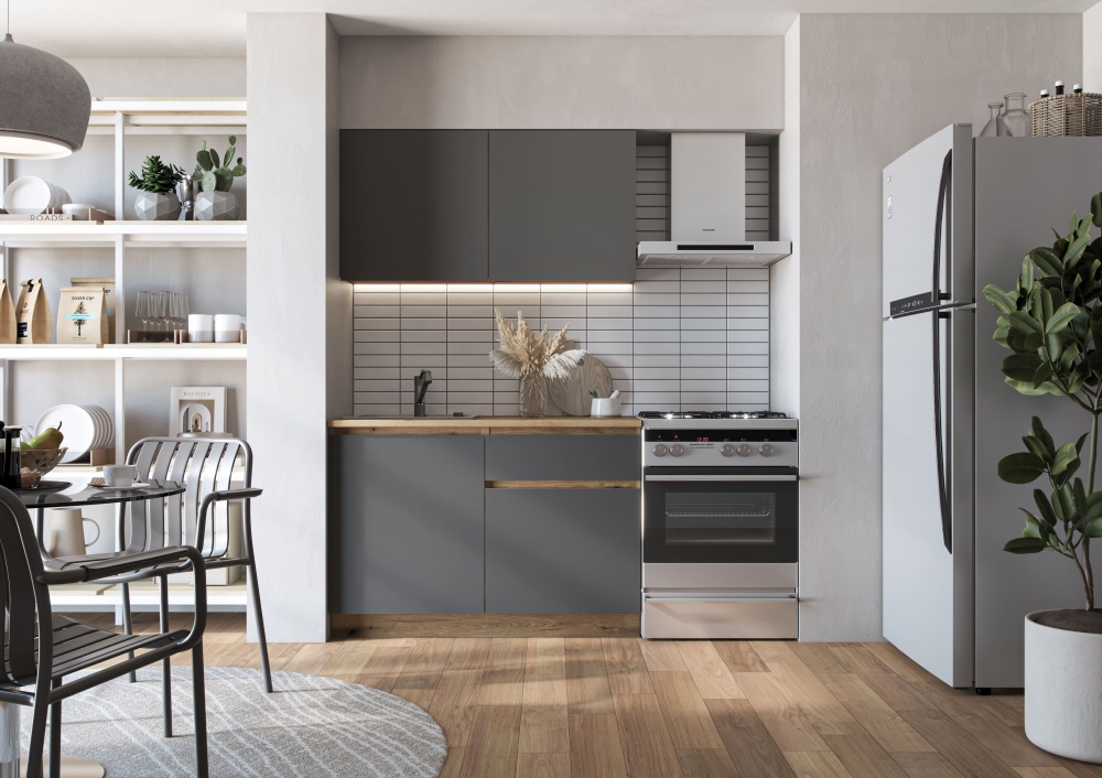 Кухня Грейд Аделина ДСП 1,2мграфит серый/дуб эвок прибрежный