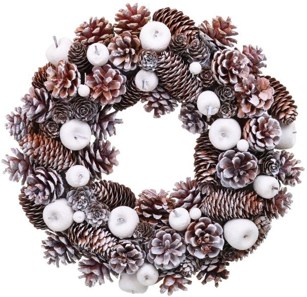 Вінок новорічний з шишками та яблуками d320 мм EPI-LXA3373 