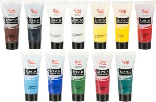 Набор красок акриловых 11 цветов 20 мл Rosa Start