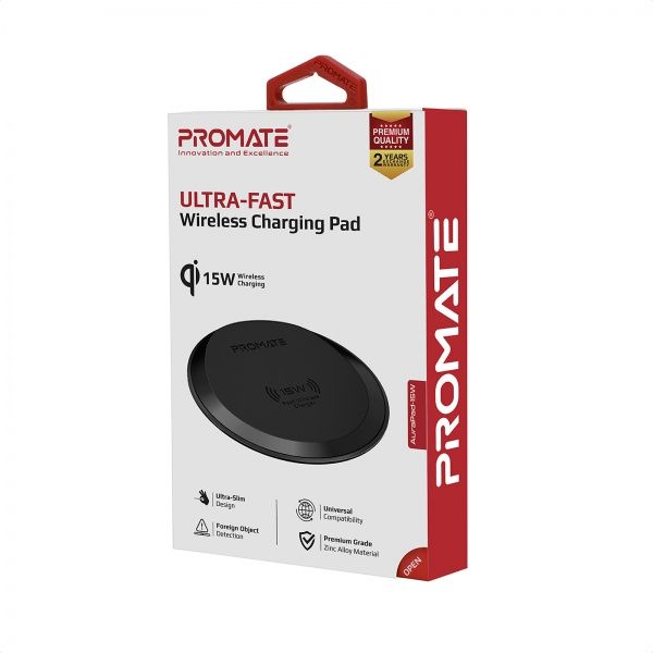 Бездротовий зарядний пристрій Promate AuraPad-15W Black