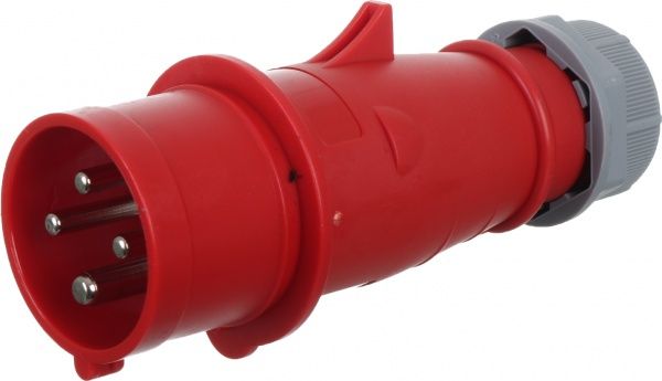 Вилка електрична силова із заземленням Expert 3p+PE (014) 380В 16А IP44 сірий