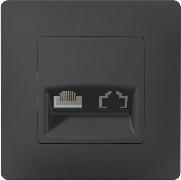 Розетка компьютерная Plank Electrotechnic Classic/Nordic RJ45 антрацит PLK0731241