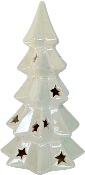 Статуэтка Елочка белая с сиянием 17,5x15,5x27 см 1404 Eterna