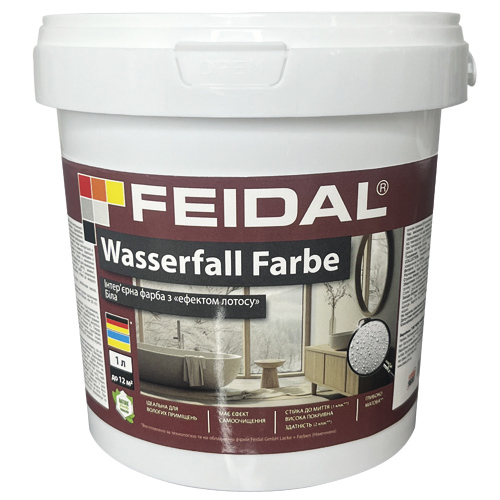 Краска силиконовая Feidal Wasserfall Farbe глубокий мат белый 1л