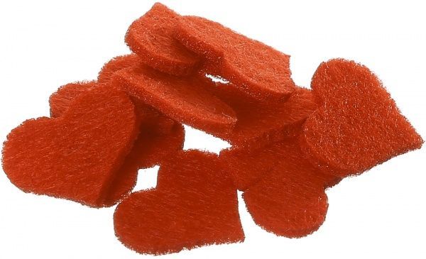 Декор из фетра Сердечко 10 шт. красный, 125062 2 см