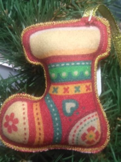 Подвеска фетровая Сапожок носок красный 8,5 см