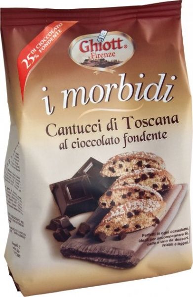 Печиво Ghiott М'яке мигдальне Кантуччіні зі шматочками шоколаду 200 г (8004835302027) 