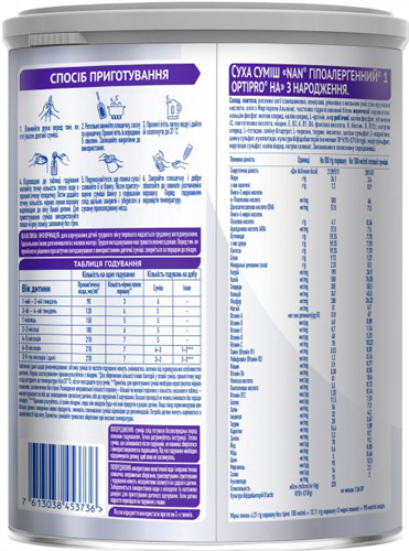 Суха суміш NAN для дітей від народження Гіпоалергенний №1 з/б 800г