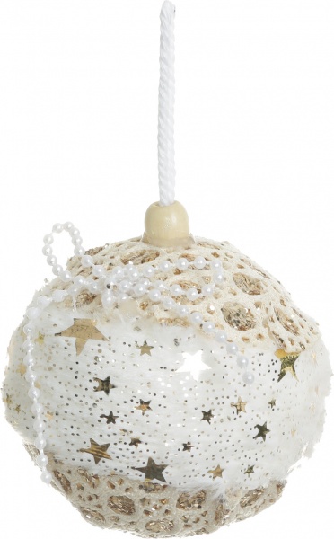 Шар новогодний Shunda с кружевом 80 мм золотой SDA211180CR