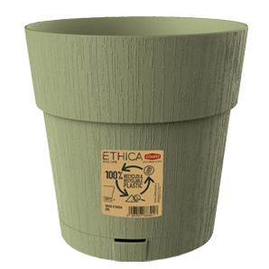 Горщик пластиковий Stefanplast Ethica 20x20 см круглий 3,2 л оливковий (68052) 