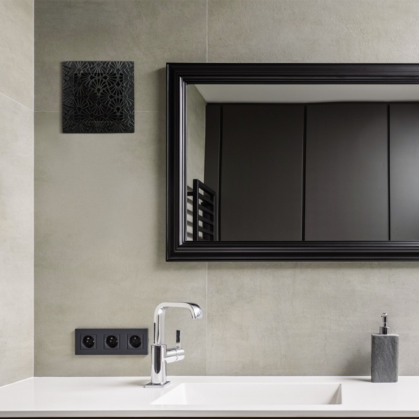 Решітка Вентс Арт-Деко Флора 200х200 пластик чорний 