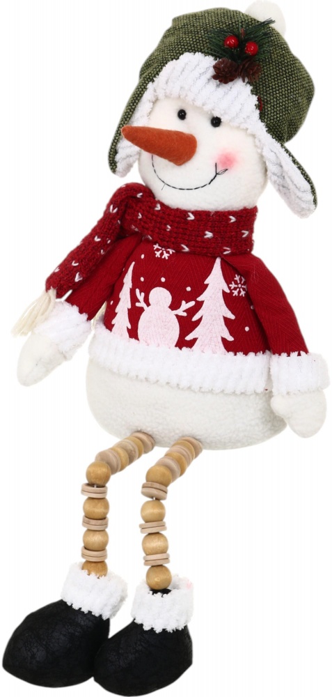 Декорация новогодняя Снеговик весельчак что сидит в ассортименте AZ230285AB 56 см