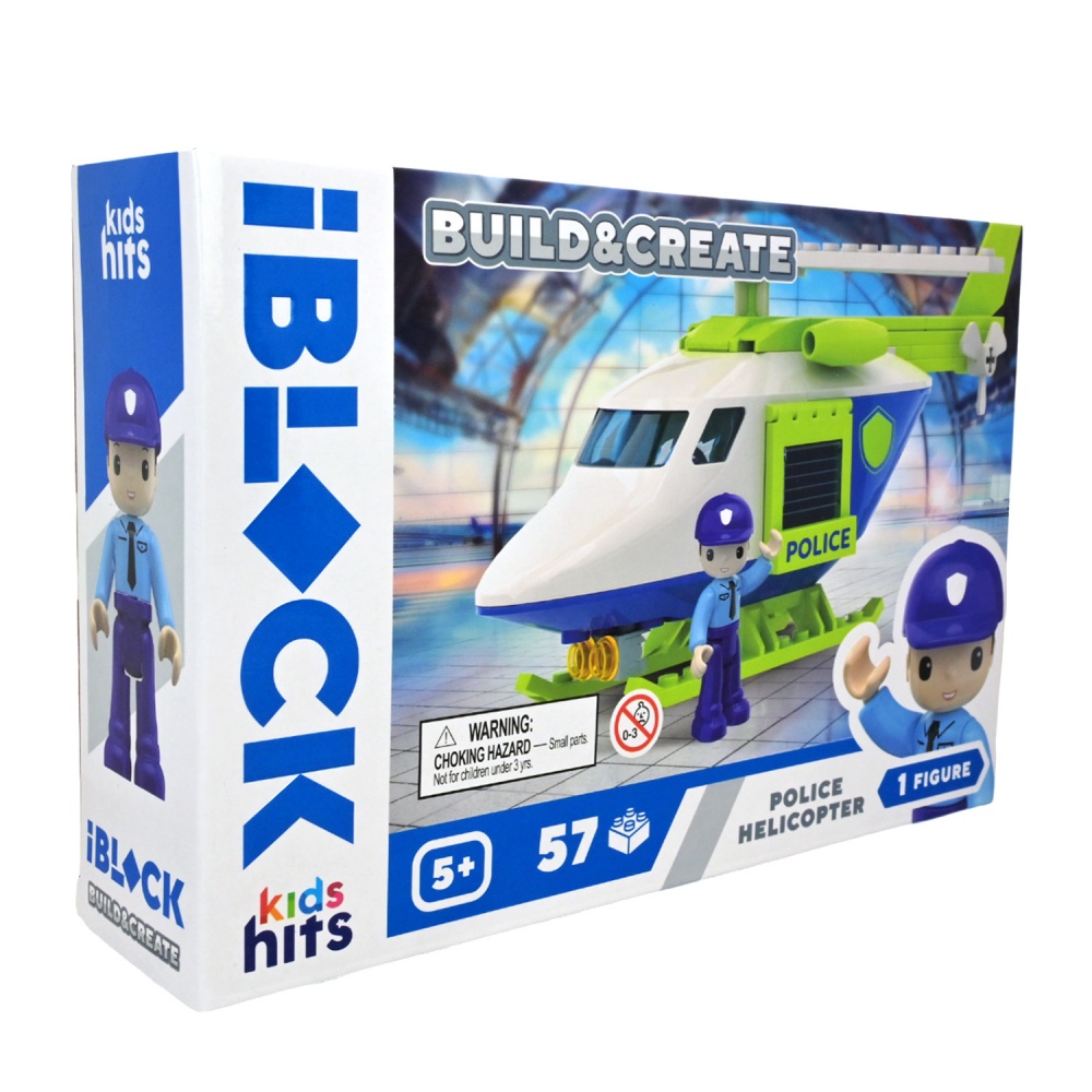 Конструктор Shantou Kids hits IBLOCK JUNIOR Police Helicopter 57 дет. KH41/002/1