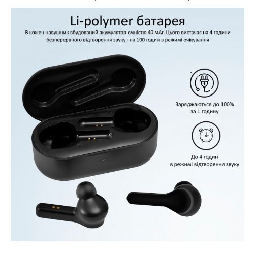 Навушники Promate Bluetooth 5 IPX5 black (trueblue-4.black) 