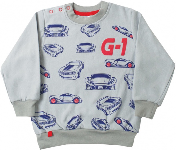 Джемпер для мальчика GABBI Гонки р.92 серый DG-07-18 