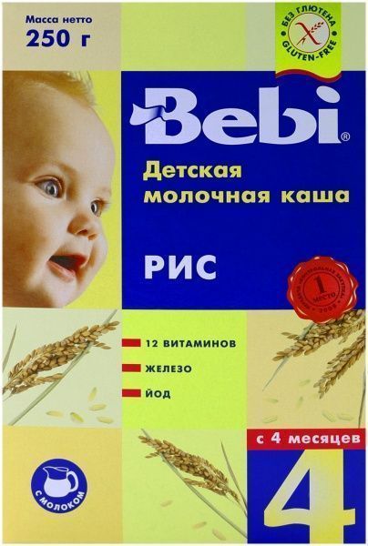 Каша молочна Bebi від 4 місяців рисова 3838600217460 250 г 