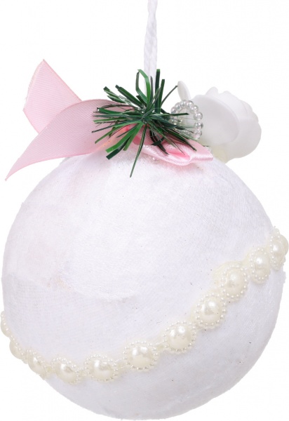 Шар новогодний с жемчугом SDA111510W d 100 мм белый
