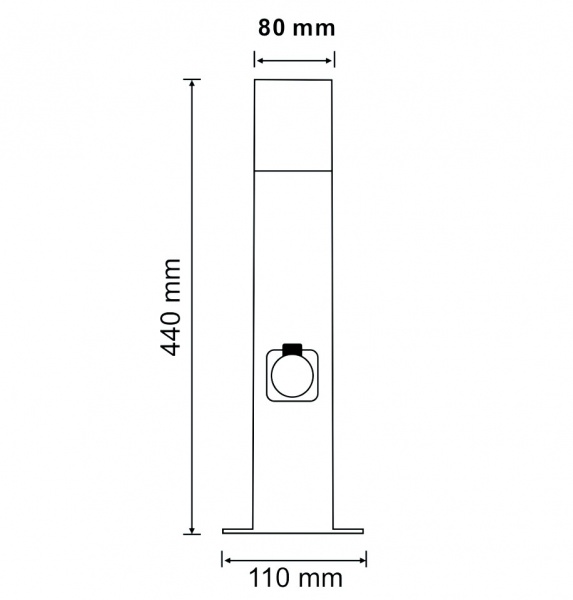 Столбик Polux Dallas 60 см с розеткой E27 IP44 графит 