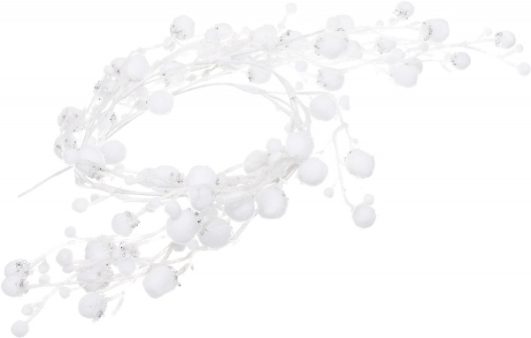 Декорация новогодняя Гирлянда с белыми снежками 150 см EPI-13A7309 