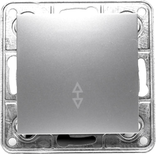 Выключатель проходной одноклавишный LXL Tesla TLXL3506A без подсветки серебряный 3506A silver