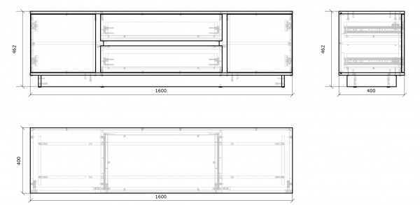 Тумба під ТВ Грейд 2д2ш Concept дуб крафт сірий / німфея альба 