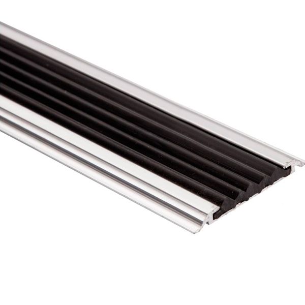 Порожек алюминиевый 17-А Лугалпроф профилированный антискользящая вставка 4,8х46x1800 мм серебро