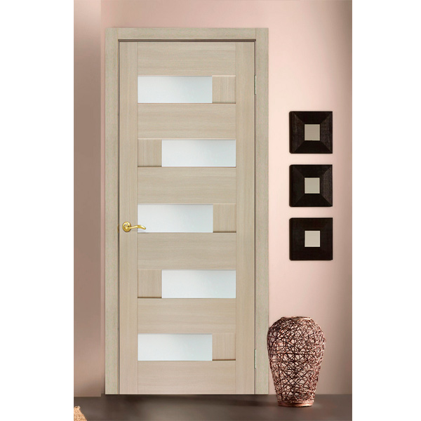 Дверное полотно ОМиС Домино ПО черное стекло 800 мм дуб латте