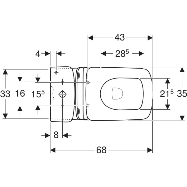 Унитаз-компакт Geberit Selnova Square 503.086.00.1, Rimfree, прямоугольная полузакрытая форма