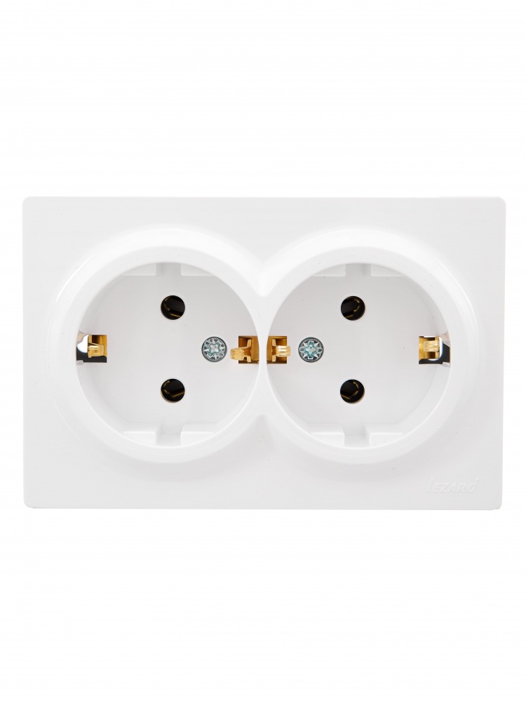 Розетка двойная бытовая с заземлением Lezard LETO IP20 белый 752-0200-127B