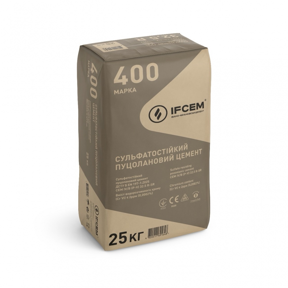 Цемент IFCEM ПЦ IV/Б-П-С 400 25 кг (CEM IV/B (P-V) 32,5 R-SR)