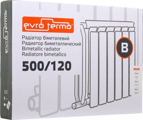 Радиатор биметаллический Evro-Termo двотрубный 1 секция